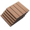 12" x 12" Interlocking Deck Tiles, Pack of 11 Outdoor Flooring Patio Tiles-Teak-AS