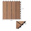 12" x 12" Interlocking Deck Tiles, Pack of 11 Outdoor Flooring Patio Tiles-Teak-AS