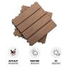 12" x 12" Interlocking Deck Tiles, Pack of 11 Outdoor Flooring Patio Tiles-Teak-AS