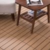 12" x 12" Interlocking Deck Tiles, Pack of 11 Outdoor Flooring Patio Tiles-Teak-AS