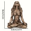 1pc Mother Earth Gaia Sitting Lotus Pose Mini Mother Earth Gaia Statue, Resin Craft Gaia Goddess Statue, Suitable For Outdoor Garden Patio Porch Balco