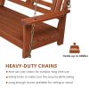 112*53*52cm 500lbs With Chain Double Wooden Swing Reddish Brown