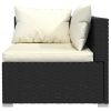 7 Piece Patio Lounge Set with Cushions Poly Rattan Black