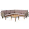 4 Piece Patio Lounge Set with Cushions Poly Rattan Gray