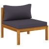 3 Piece Patio Lounge Set with Dark Gray Cushions Acacia Wood