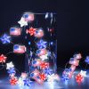 1pc, Flag String Lights, 4th Of July Memorial Day American Flag Stars Decoration String Lights, Battery Operated With Multi-Function Remote Lights, Ho