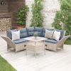 Outdoor Patio 4-Piece All Weather PE Wicker Rattan Sofa Set with Adjustable Backs for Backyard, Poolside, Gray