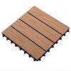 12" x 12" Interlocking Deck Tiles, Pack of 11 Outdoor Flooring Patio Tiles-Teak-AS