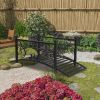 102*51*43cm Garden With Round Iron Ball Flat Top Handrail Garden Iron Bridge Black