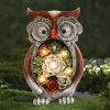 [only for pickup with a prepaid label]Garden Statue Owl Figurines,Solar Powered Resin Animal Sculpture with 5 Led Lights for Patio,Lawn, Garden Decor