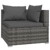 5 Piece Patio Lounge Set with Cushions Poly Rattan Gray