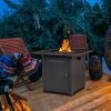 28-inch Fire Table 40000 BTU Gas Firepit with Volcanic Stone Black