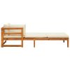 Sun Lounger with 1 Armrest Cream White Solid Acacia Wood