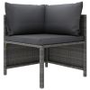 4-Seater Patio Sofa with Cushions Gray Poly Rattan