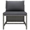 4-Seater Patio Sofa with Cushions Gray Poly Rattan