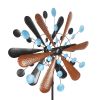 Wrought Iron Windmill Copper Leaf Blue Dots Construction-Outdoor Yard Lawn & Garden  YJ