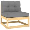 3 Piece Patio Lounge Set with Cushions Solid Pinewood