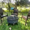 Iron Fire Pit Set Heating Equipment Camping Fire Bowl with Poker Mesh Cover for Backyard Patio