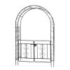 134.5*58.5*213cm Arc Roof Double Layer With Door Wrought Iron Iron Arch Courtyard Black