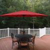 Simple Deluxe 9ft Outdoor Market Table Patio Umbrella with Button Tilt, Crank and 8 Sturdy Ribs for Garden, Red