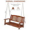 112*53*52cm 500lbs With Chain Double Wooden Swing Reddish Brown