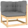 3 Piece Patio Lounge Set with Cushions Solid Pinewood