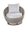 Cozy Outdoor Set - Swivel Woven Chairs, Side Table - All-Weather Resin Wicker, Powder-Coated Aluminum, Fully Assembled