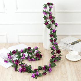 1pc 98.43inch/8.2ft Rose Artificial Flowers; Artificial Flower Christmas Garland; Fake Rose Vine For Wedding Home Room Decoration Spring Autumn Garden (Color: Purple, Quantity: 1pc)