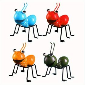 1pc/4pcs, Metal Crafts Creative Ant, Ant Metal Sculpture, Garden Ant Decor, Wall Hanging Decor, Garden Lawn Decor, Indoor Decor, Outdoor Colorful Deco (Color: Red+Dark Green+Blue+Yellow)