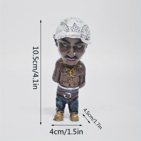 1pc Hip-Hop Singer Statue, Music Artist Sculpture Table Decoration, Gift For Hip-Hop Lovers, Garden Resin Decoration (Color: White Turban)