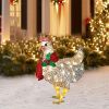 1pc Glowing Chicken Garden And Yard Decoration Card, Scarf Chicken, Christmas And Halloween Day Decoration Lights, Battery Powered (No Plug)