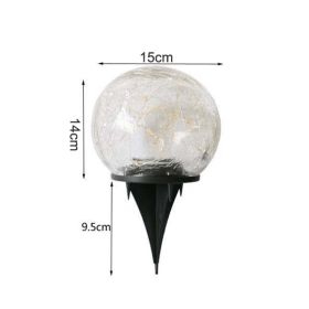 Solar Garden Light Cracked Glass Ball Lamps Outdoor Solar Courtyard Lights Waterproof Solar Lamp Balcony Yard Villa Street Decor (Ships From: China, Emitting Color: Large)