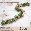 2pcs Fake Rose Vine Flowers Garland Plant Artificial Flower Wall Hanging Flower Rattan Fake Plant Leaf Wedding Home Garden Decor