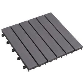 Decking Tiles 30 pcs Gray Wash 11.8"x11.8" Solid Acacia Wood (Color: Gray wash)