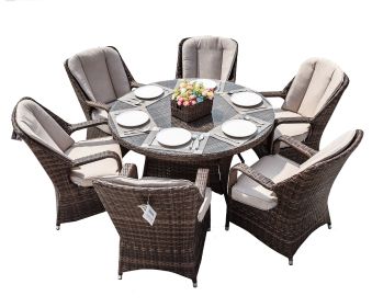 Direct Wicker Cinderella Patio Wicker 7 Piece Round Dining Set (Table Shape: Round)