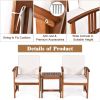 3 Pieces Solid Wood Outdoor Patio Sofa Furniture Set