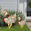 1pc Glowing Chicken Garden And Yard Decoration Card, Scarf Chicken, Christmas And Halloween Day Decoration Lights, Battery Powered (No Plug)