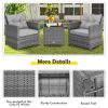 3 Pieces Outdoor Wicker Conversation Set with Tempered Glass Tabletop