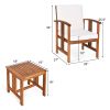 3 Pieces Solid Wood Outdoor Patio Sofa Furniture Set