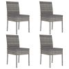 5 Piece Patio Dining Set Poly Rattan Gray