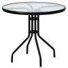 Patio Garden Round 32 Inch Tempered Glass Top Table Square Base Bracket  With Umbrella Hole