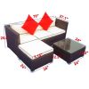 3 Piece Patio Sectional Wicker Rattan Outdoor Furniture Sofa Set