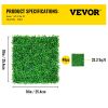 VEVOR Artificial Boxwood Panel Boxwood Hedge Wall Panels Artificial Grass Backdrop Wall Green Grass Wall, Fake Hedge for Decor Privacy Fence Indoor Ou