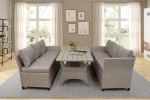 Patio Outdoor Furniture PE Rattan Wicker Conversation Set All-Weather Sectional Sofa Set with Table & Soft Cushions