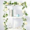 2pcs Fake Rose Vine Flowers Garland Plant Artificial Flower Wall Hanging Flower Rattan Fake Plant Leaf Wedding Home Garden Decor