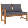 4 Piece Patio Lounge Set with Cushion Solid Acacia Wood