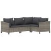 5 Piece Patio Lounge Set with Cushions Gray Poly Rattan