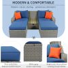 Patio Furniture Sets, 3-Piece Patio Wicker Sofa with Cushions, Pillows, Ottomans and Lift Top Coffee Table